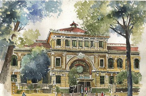 Góc ký họa: Bưu điện Sài Gòn