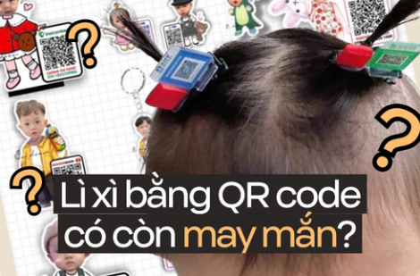 Bố mẹ in mã QR cài tóc cho con nhận lì xì, là sự tiện lợi hay làm mất đi sự may mắn ngày Tết?