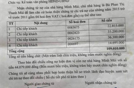 Chủ nhà hàng lên mạng xã hội đòi nợ văn phòng UBND huyện tiền 'cơm tiếp khách'