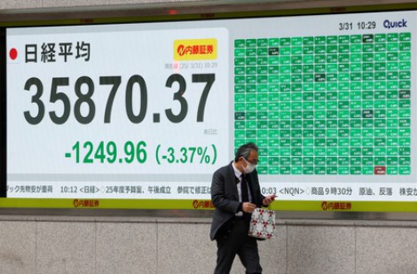 Chứng khoán lao dốc vì thuế dồn dập từ Mỹ