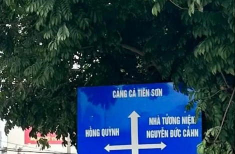 Cư dân mạng bức xúc với biển chỉ dẫn sai chính tả ở Thái Bình