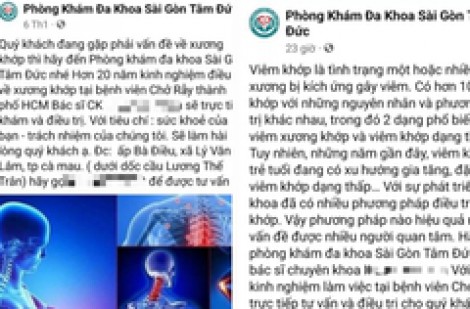 Fanpage của Phòng khám đa khoa Sài Gòn Tâm Đức quảng cáo sai sự thật