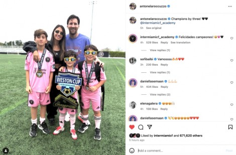 Ngày lịch sử của gia đình Messi: 3 con trai cùng lúc đoạt cúp vô địch