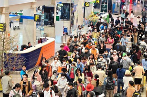 Sân bay Tân Sơn Nhất 'nghẹt thở' từ 1 - 2 giờ sáng, khách xếp hàng kín lối