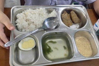 Xôn xao suất ăn bán trú 25.000 đồng với 3 miếng chả, 1 quả trứng, muối mè