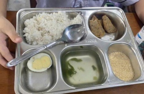 Xôn xao suất ăn bán trú 25.000 đồng với 3 miếng chả, 1 quả trứng, muối mè