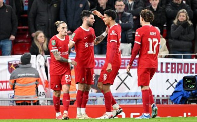 Đại thắng West Ham, Liverpool thẳng tiến vào bán kết cúp Liên đoàn Anh