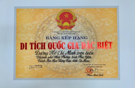 Đường Hồ Chí Minh trên biển được xếp hạng di tích quốc gia đặc biệt